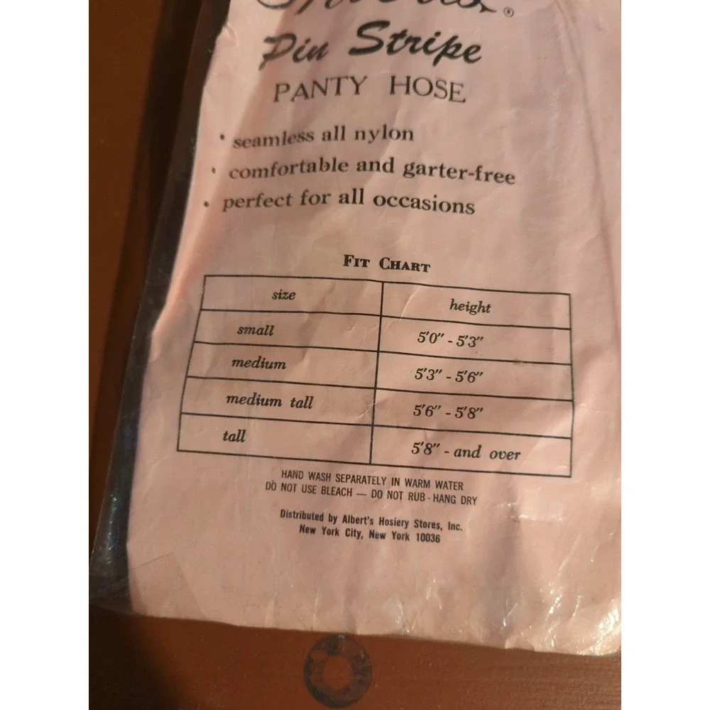 New Vintage Albert's Pinstripe Pantyhose‎ Gray Size B, Medium